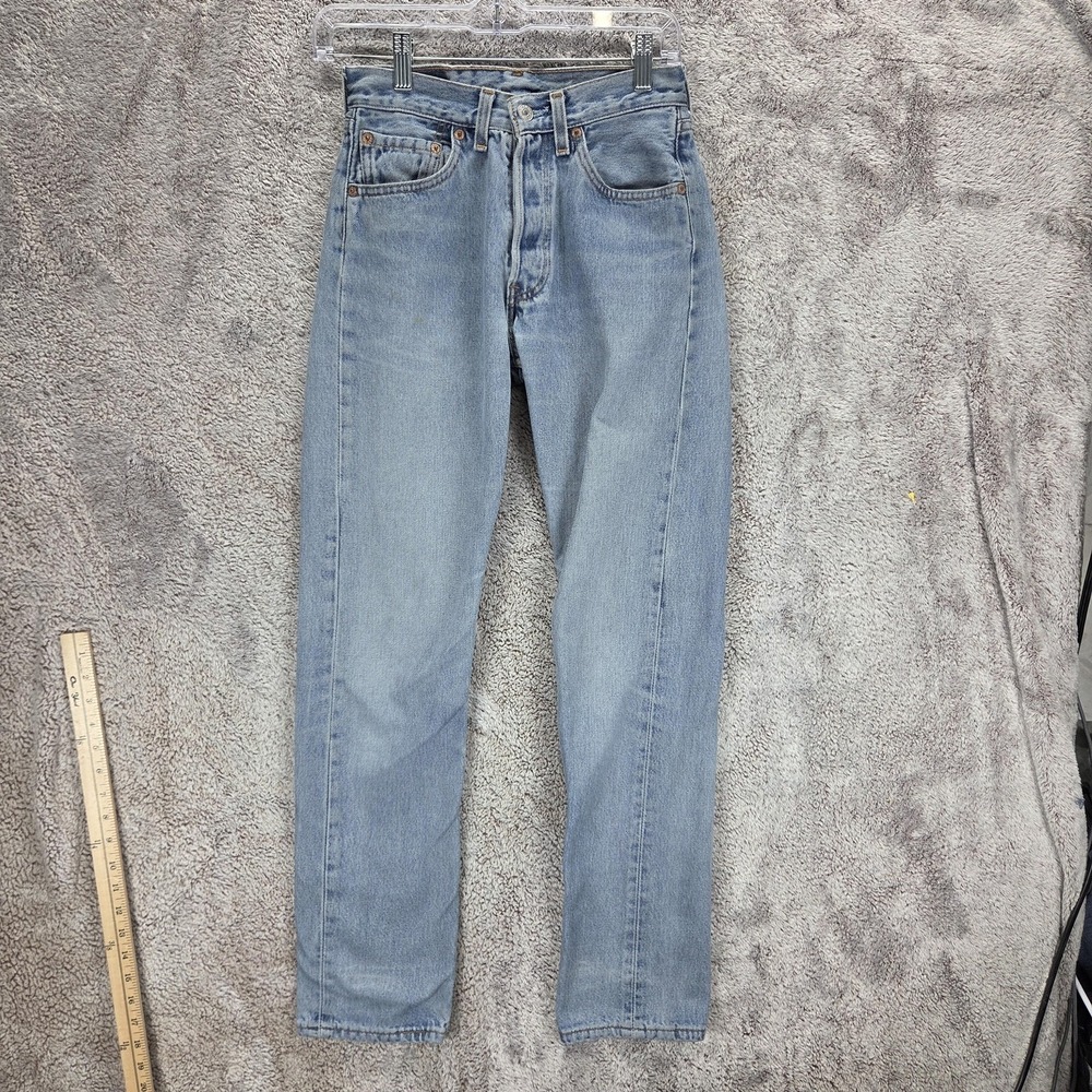 Vintage Levis 501 Jeans Womens Blue Light Wash Button Fly Made in USA Fits 25x30